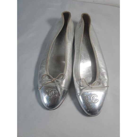Chanel Gold Metallic Ballet Flats EU Size 42 US 10 G02819 Made in Italy - Picture 13 of 16
